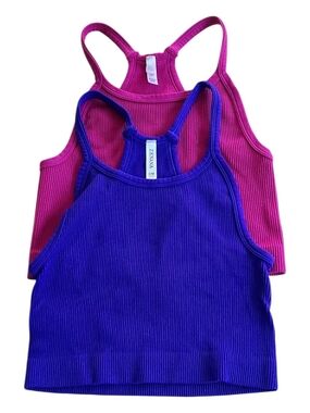 Zenana Outfitters Ribbed Racerback Tank Top Set of 2 - Blue & Fuchsia